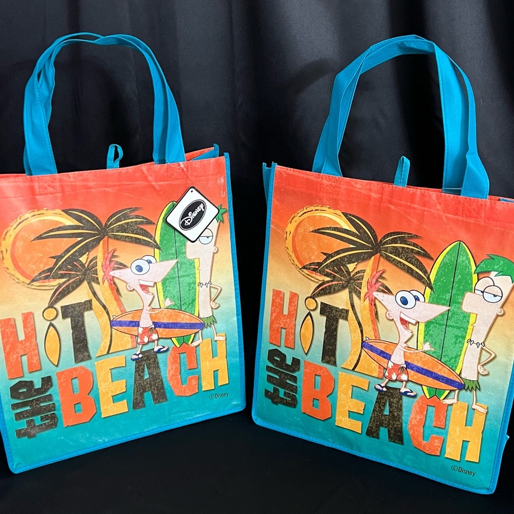 Disney Phineas and Ferb Lot of 2 Reusable Totes NWT